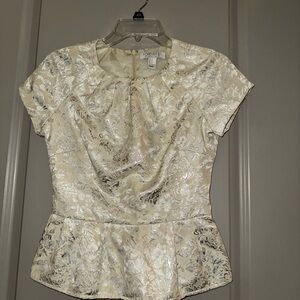 Forever 21 Cream Peplum Blouse with Peter Pan Collar